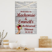 Rustic Burgundy Boho Rehearsal Dinner Welcome Sign Poster (Keuken)