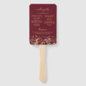 Rustic Burgundy Boho Wildflowers Wedding Program Handwaaier (Achterkant)