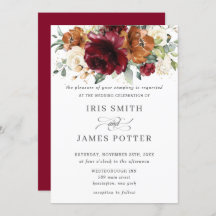 Rustic Burgundy Burnt Oranje Ivory Floral Wedding