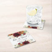 Rustic Burgundy Burnt Oranje Ivory Floral Wedding Kartonnen Onderzetters (Insitu)