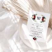 Rustic Burgundy Calligraphy Monogram Wedding Kaart