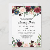 Rustic Burgundy Calligraphy Nuestra Boda Wedding Kaart (Voorkant)