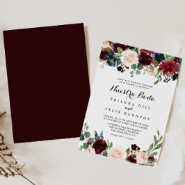 Rustic Burgundy Calligraphy Nuestra Boda Wedding Kaart