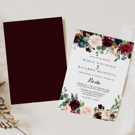 Rustic Burgundy Calligraphy Spain Wedding Kaart