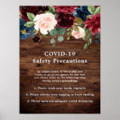 Rustic Burgundy COVID-19 Coronavirus Safety Poster (Voorkant)