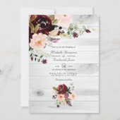 Rustic Burgundy en Blush Bloemencode Bruiloft QR Kaart (Voorkant)