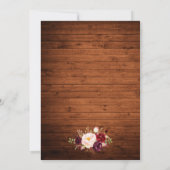 Rustic Burgundy Floral 3 Foto Wood Weddenschap Kaart (Achterkant)
