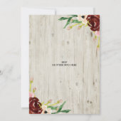 Rustic Burgundy Floral Antler Hunt is over het huw Kaart (Achterkant)