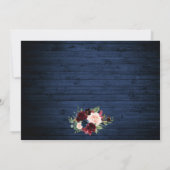 Rustic Burgundy Floral Blue Wood Save the Date (Achterkant)