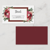 Rustic Burgundy Floral Boho Winter Wedding Website Informatiekaartje (Voorkant / Achterkant)