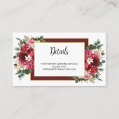 Rustic Burgundy Floral Boho Winter Wedding Website Informatiekaartje (Voorkant)