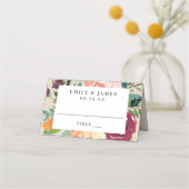 Rustic Burgundy Floral Border Wedding Monogram Plaatskaartje (Voorkant)