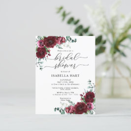 Rustic Burgundy Floral Bridal Shower Briefkaart