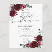 Rustic Burgundy Floral Bridal Shower Briefkaart (Voorkant)