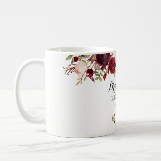 Rustic Burgundy Floral Bridesmaid Wedding Favor Koffiemok (Links)