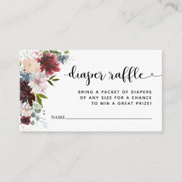 Rustic Burgundy Floral Diaper Raffle Ticket Insert Informatiekaartje