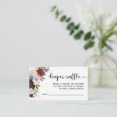 Rustic Burgundy Floral Diaper Raffle Ticket Insert Informatiekaartje (Staand voorkant)