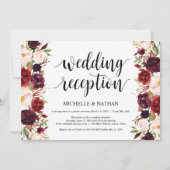 Rustic Burgundy Floral Elopement Reception nodigt  Kaart (Voorkant)