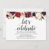 Rustic Burgundy Floral Elopement Reception nodigt  Kaart (Voorkant)
