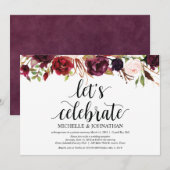 Rustic Burgundy Floral Elopement Reception nodigt  Kaart (Voorkant / Achterkant)