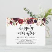 Rustic Burgundy Floral Elopement Reception nodigt  Kaart (Staand voorkant)