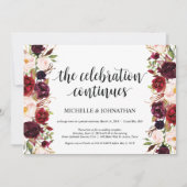 Rustic Burgundy Floral Elopement Reception nodigt Kaart (Voorkant)