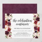 Rustic Burgundy Floral Elopement Reception nodigt  Kaart (Voorkant / Achterkant)