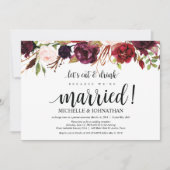 Rustic Burgundy Floral Elopement Reception nodigt  Kaart (Voorkant)