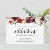 Rustic Burgundy Floral Elopement Reception nodigt  Kaart (Staand voorkant)