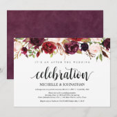 Rustic Burgundy Floral Elopement Reception nodigt  Kaart (Voorkant / Achterkant)