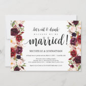 Rustic Burgundy Floral Elopement Reception nodigt  Kaart (Voorkant)