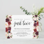 Rustic Burgundy Floral Elopement Reception nodigt  Kaart (Staand voorkant)