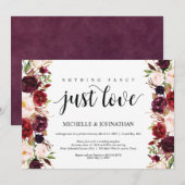 Rustic Burgundy Floral Elopement Reception nodigt  Kaart (Voorkant / Achterkant)