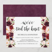 Rustic Burgundy Floral Elopement Reception nodigt  Kaart (Voorkant / Achterkant)