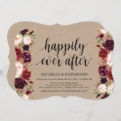 Rustic Burgundy Floral Elopement Reception nodigt  Kaart (Voorkant / Achterkant)