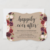 Rustic Burgundy Floral Elopement Reception nodigt Kaart (Voorkant)