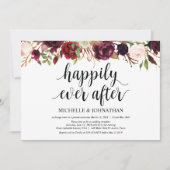 Rustic Burgundy Floral Elopement Reception nodigt Kaart (Voorkant)