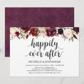 Rustic Burgundy Floral Elopement Reception nodigt  Kaart (Voorkant / Achterkant)