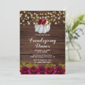 Rustic Burgundy Floral Friendsgiving Kaart (Staand voorkant)