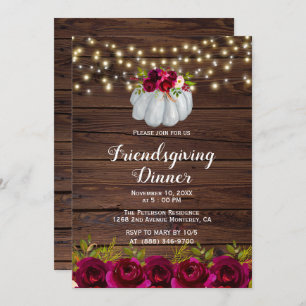 Rustic Burgundy Floral Friendsgiving Kaart