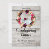 Rustic Burgundy Floral Friendsgiving Kaart (Voorkant)