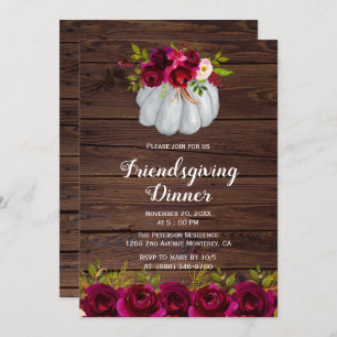 Rustic Burgundy Floral Friendsgiving Kaart