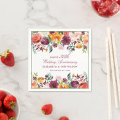 Rustic Burgundy Floral Happy Wedding Jubileum Servet (Insitu)