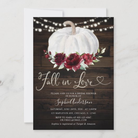 Rustic Burgundy Floral Herfst in Love Vrijgezellen Kaart (Voorkant)