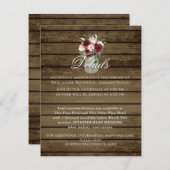 Rustic Burgundy Floral Jar - Versluitingskaart Informatiekaartje (Voorkant / Achterkant)