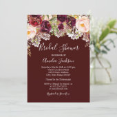 Rustic Burgundy Floral Lace Vrijgezellenfeest Kaart (Staand voorkant)