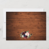 Rustic Burgundy Floral Lace Wood Save the Date (Achterkant)