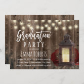 Rustic Burgundy Floral Lantern Afstuderen Kaart (Voorkant / Achterkant)