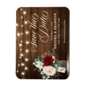 Rustic Burgundy Floral Mason Jar Save the Date Magneet (Verticaal)