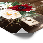 Rustic Burgundy Floral Mason Jar Wedding Welkom Poster (Hoek)